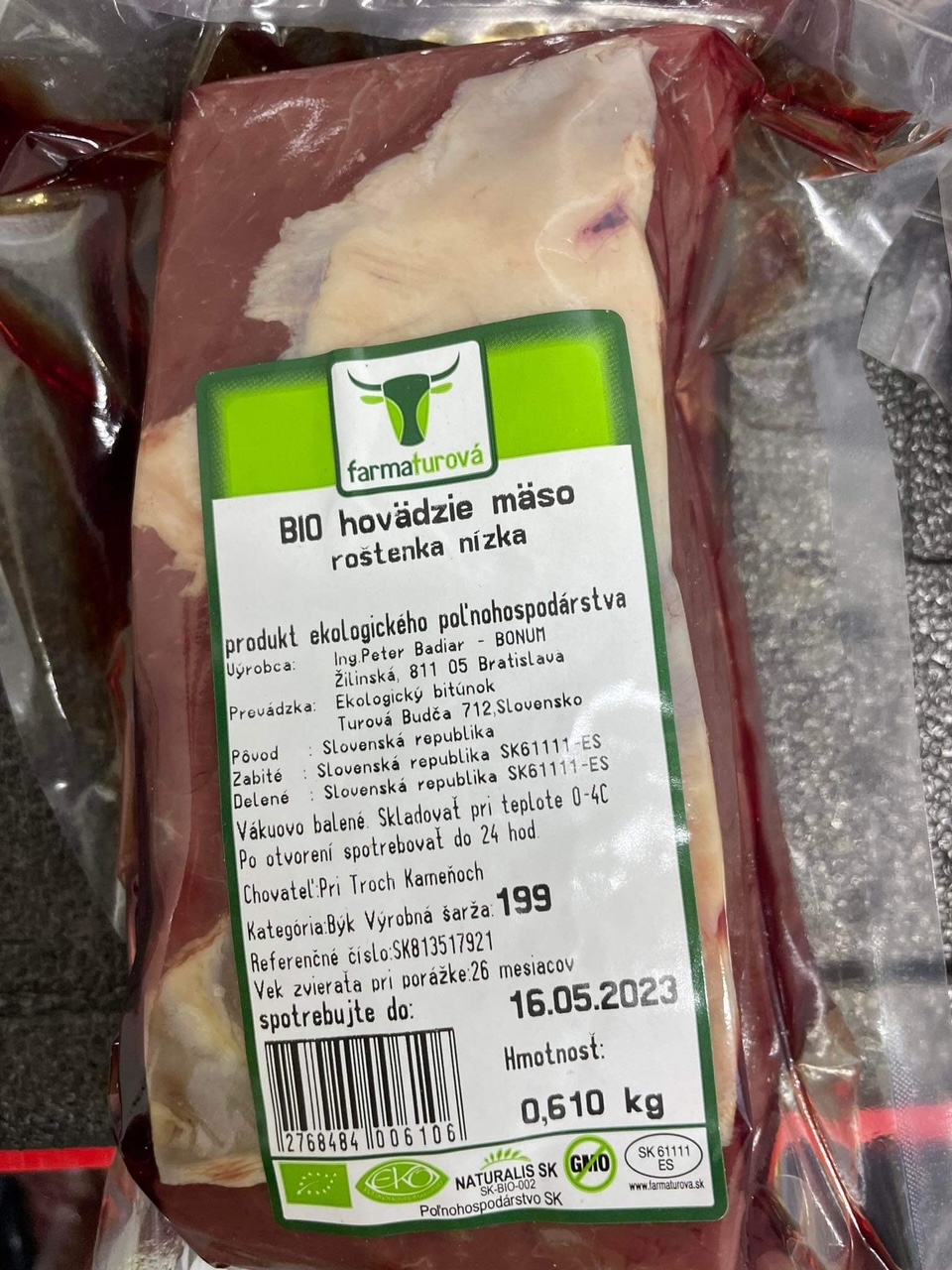 Farma Turová - BIO hovädzia nízka roštenka 500 g